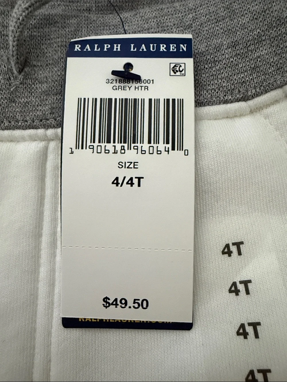 Polo by Ralph Lauren Cream Shorts with Gray Waistband & Bear Embroidery